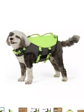Arcadia Trail Lime Green and Black Dog Life Jacket with Handle